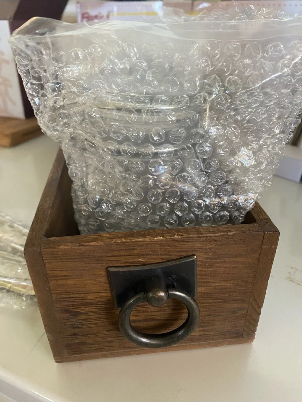 Parini Glass Mason Jar Condiment Set with Wooden Tray - Brown and Clear